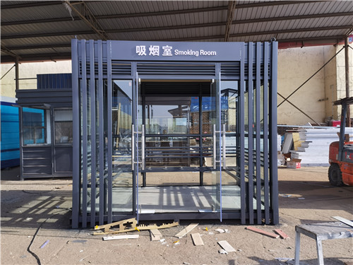 云南内蒙古工厂吸烟亭玻璃吸烟室完工